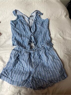 2 piece set - striped blue and white shorts and tank